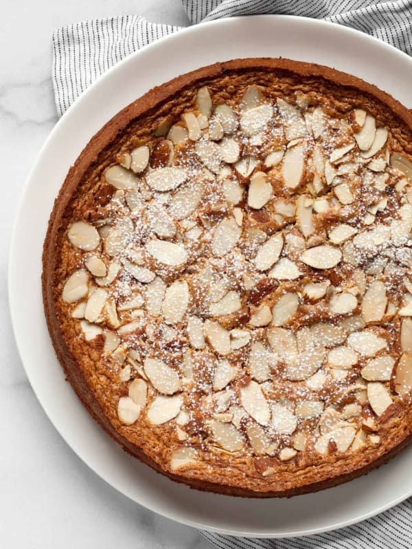 Almond cake on a plate.