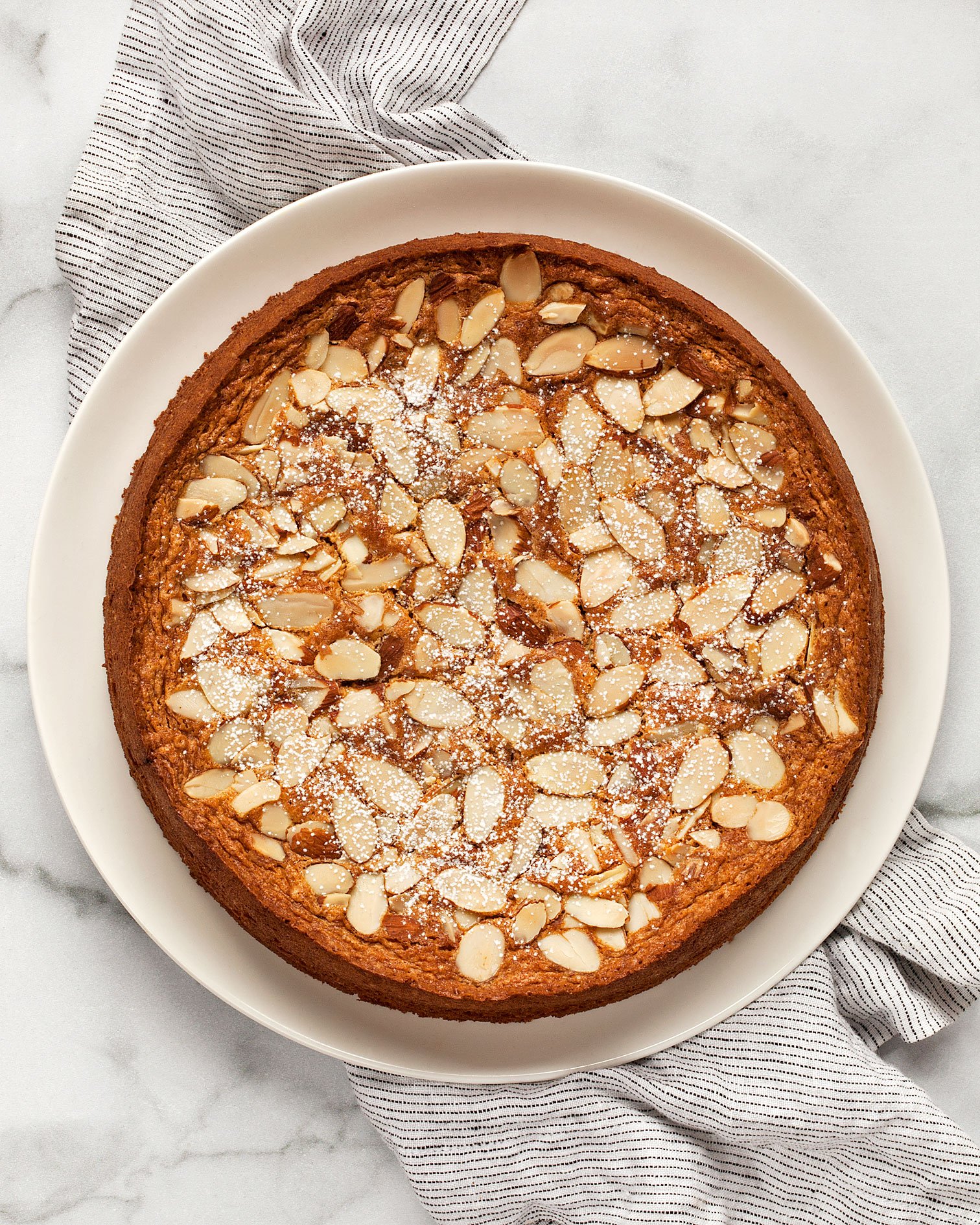 Almond cake on a plate.