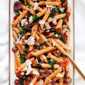 Whole Wheat Penne with Kale, Tomatoes & Sausage