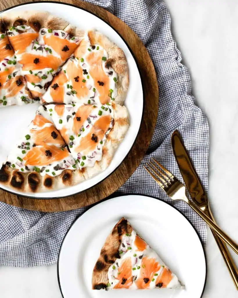 Grilled Pizza with Caviar and Smoked Salmon