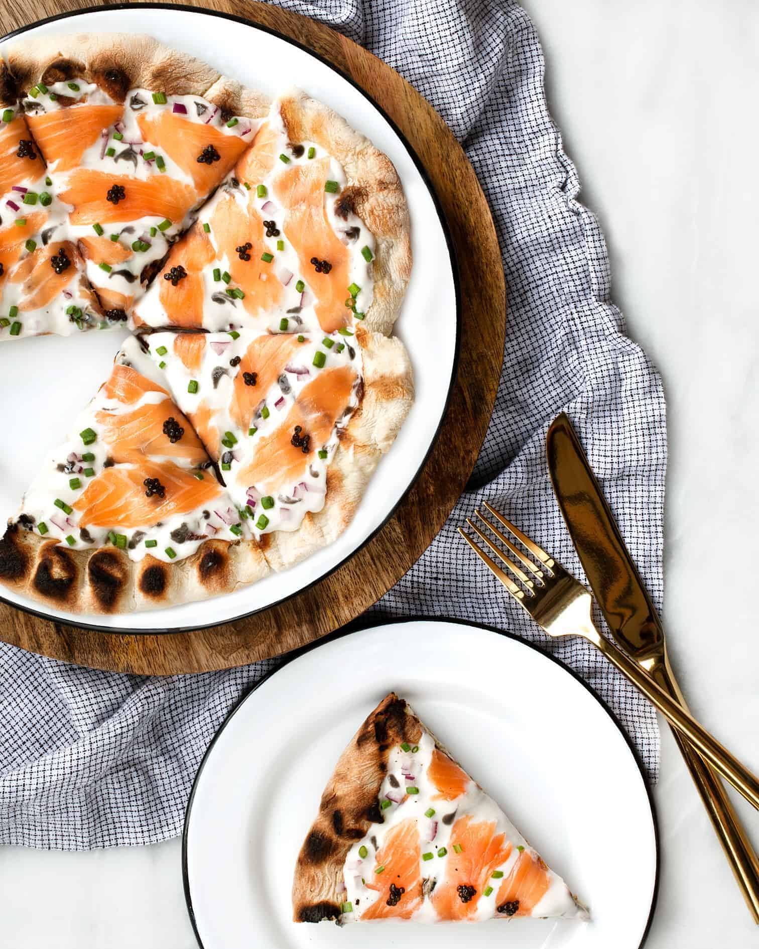 Grilled Pizza with Caviar and Smoked Salmon