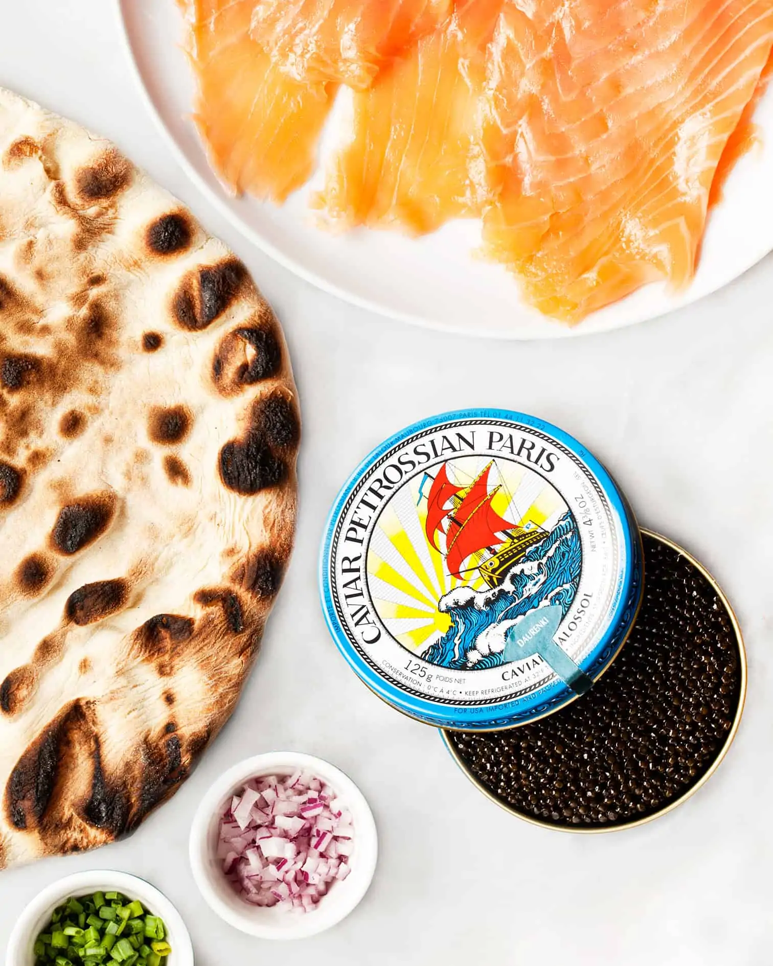 Grilled Pizza with Caviar and Smoked Salmon