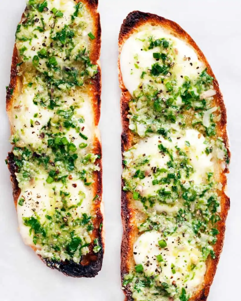 Ramp Garlic Bread with Mozzarella Last Ingredient