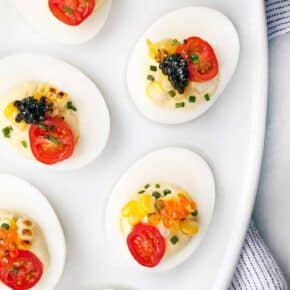 Grilled Corn & Caviar Deviled Eggs