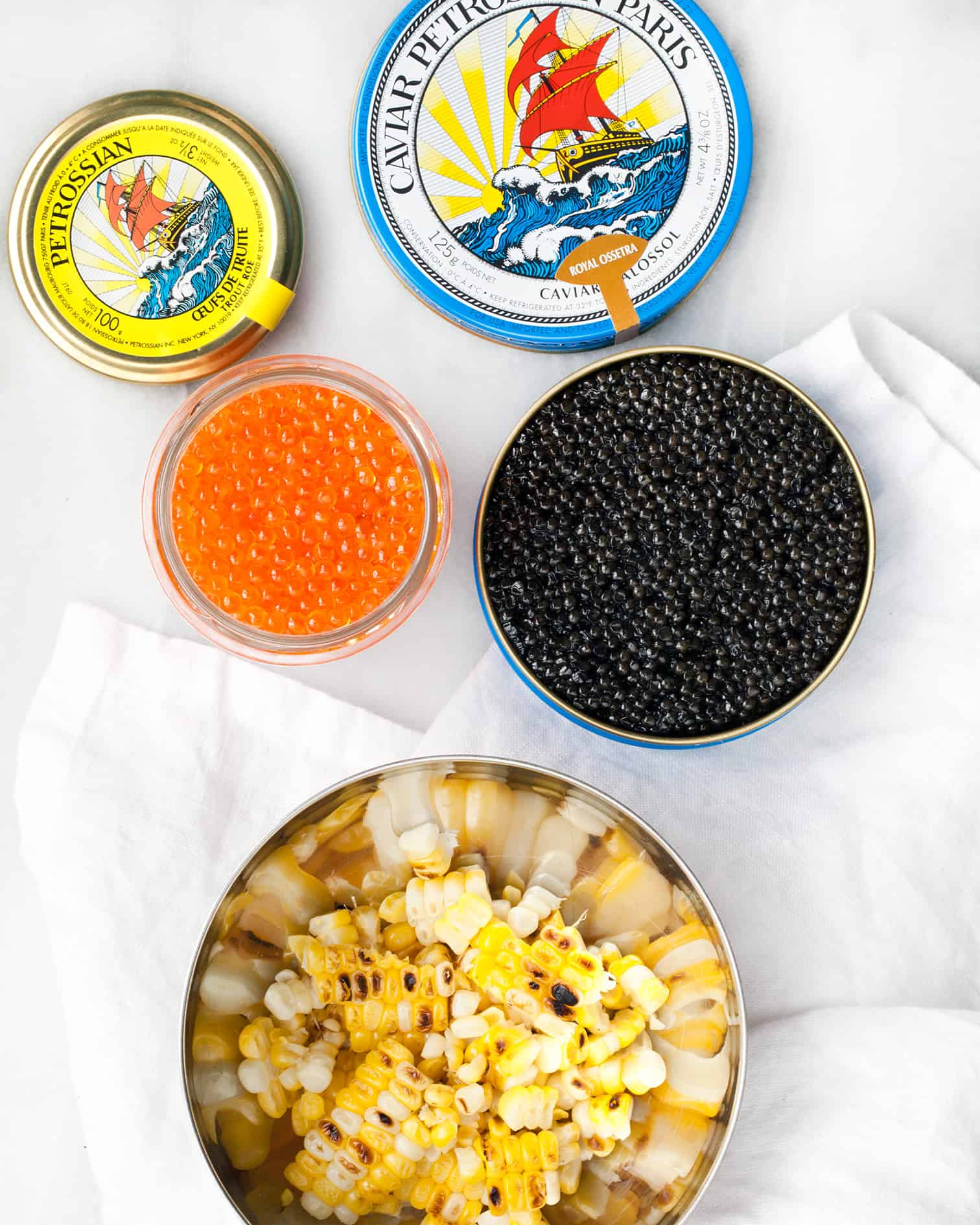 Grilled Corn & Caviar Deviled Eggs