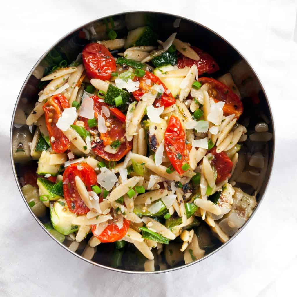 Slow-Roasted Tomato Zucchini Orzo