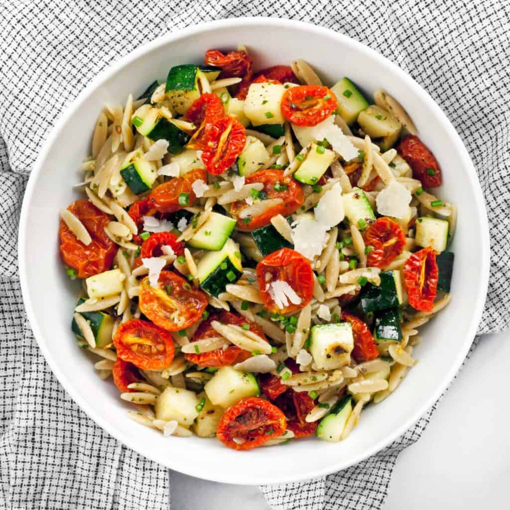 Slow Roasted Tomato Zucchini Orzo