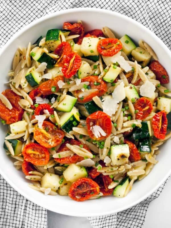 Slow Roasted Tomato Zucchini Orzo