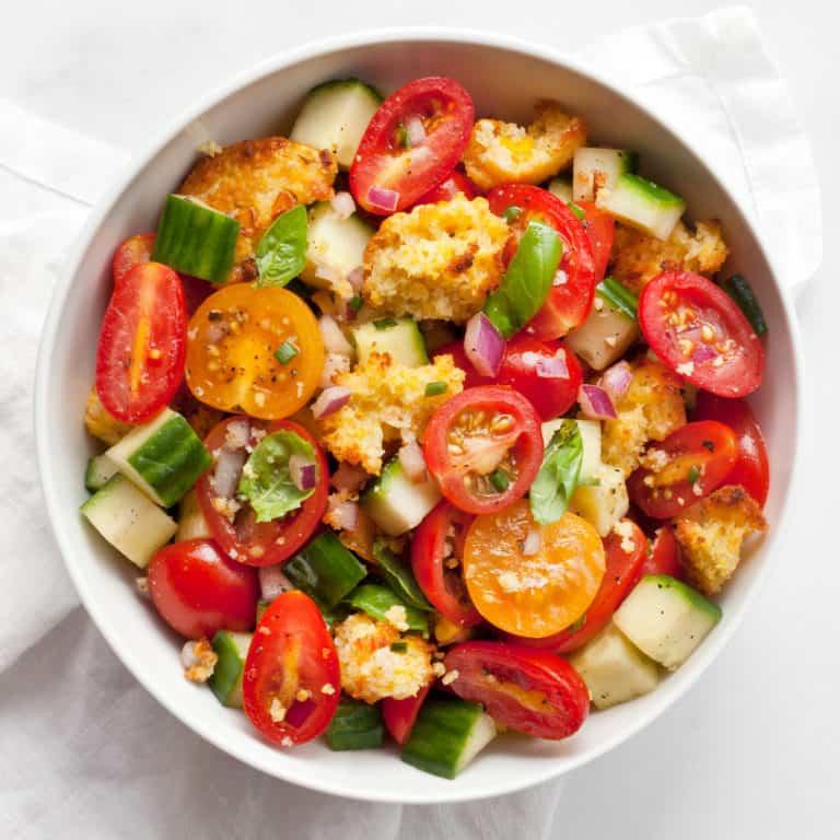 Cornbread Panzanella Salad with Cherry Tomatoes Last Ingredient