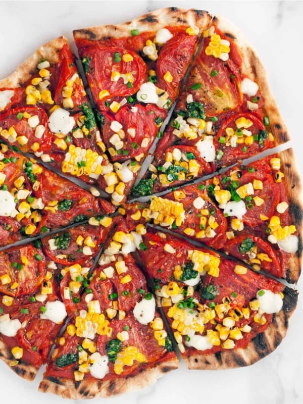 Grilled Corn and Roasted Tomato Pizza