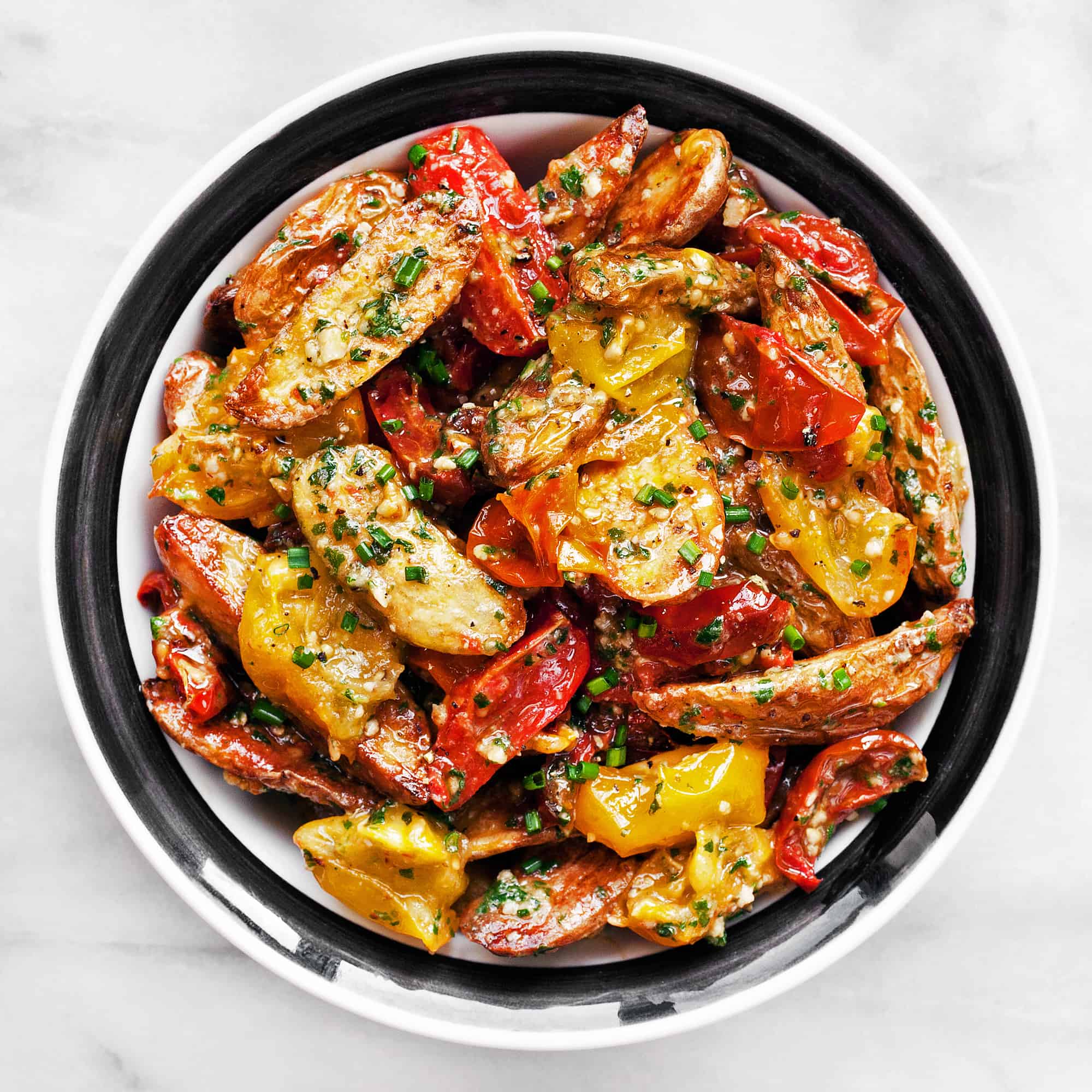 Roasted Tomato Pesto Potato Salad