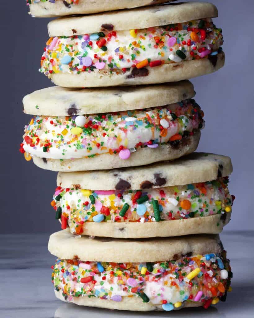 Chocolate Chip Shortbread Ice Cream Sandwiches