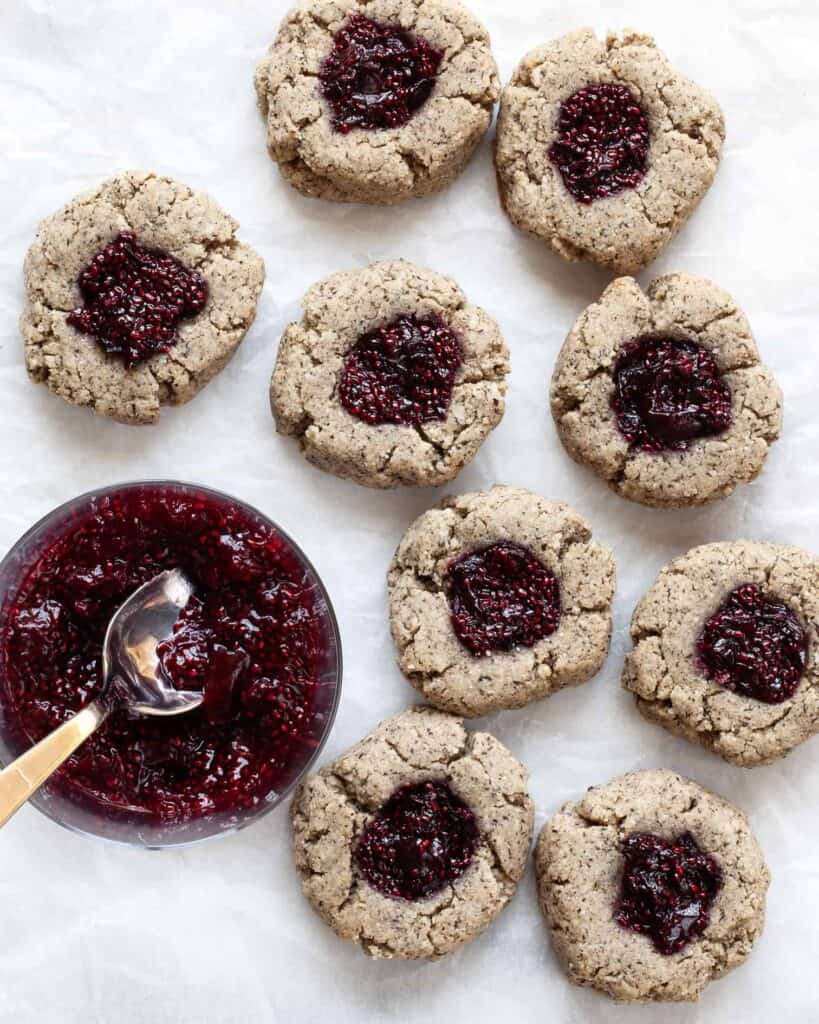 Vegan Cherry Chia Jam Thumbprint Cookies