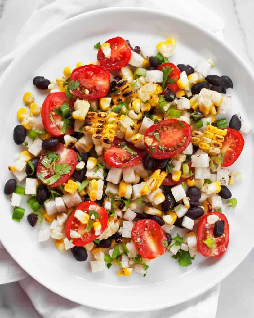 Jicama Black Bean Salad with Grilled Corn Last Ingredient