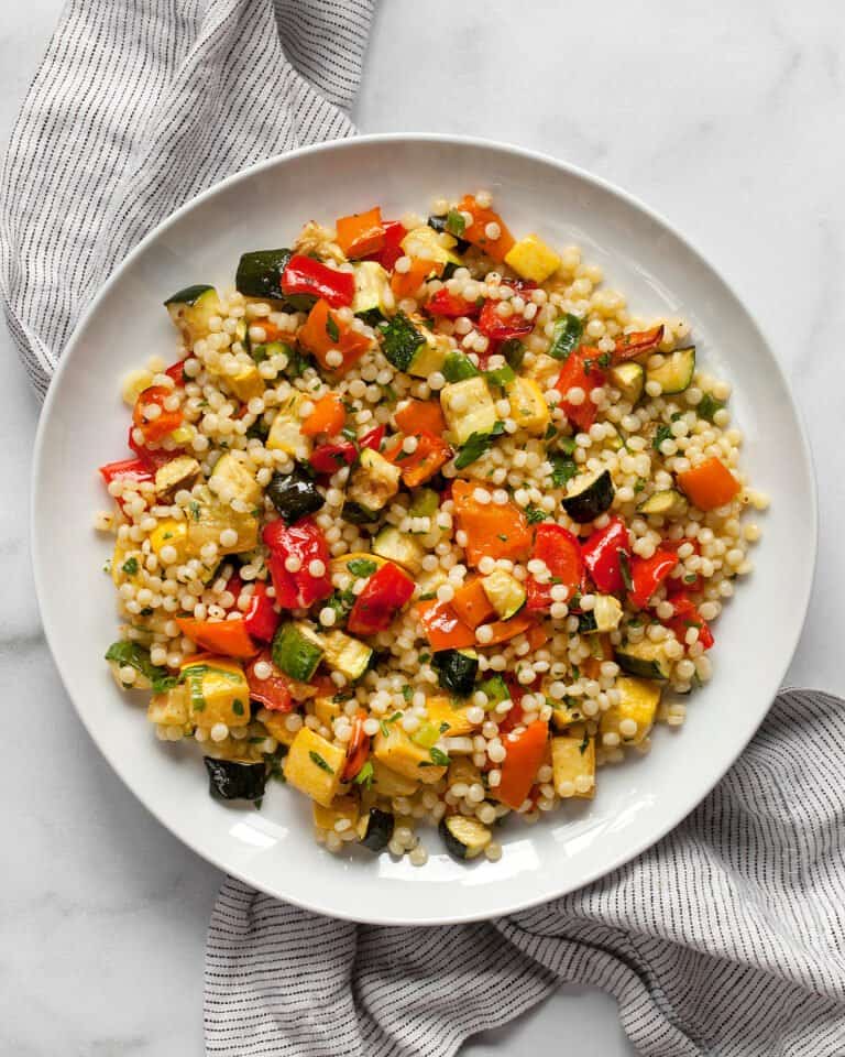 Lemon Tahini Roasted Vegetable Couscous Last Ingredient