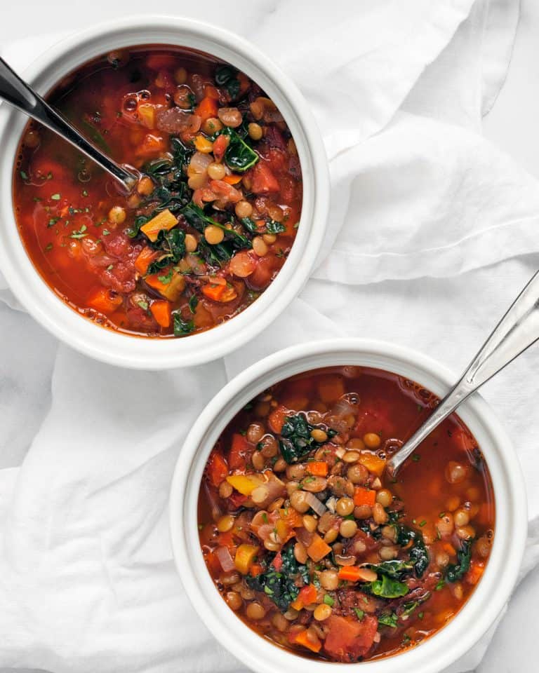 Spicy Tomato Carrot Lentil Soup with Kale | Last Ingredient