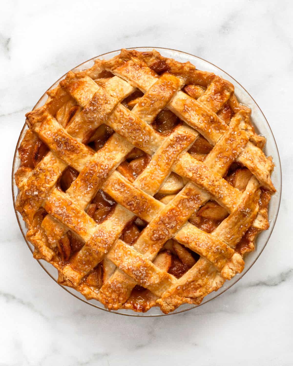 Lattice top caramel apple pie.