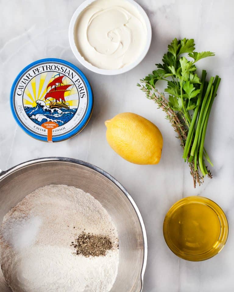 Homemade Herb Crackers with Caviar and Mascarpone Last Ingredient