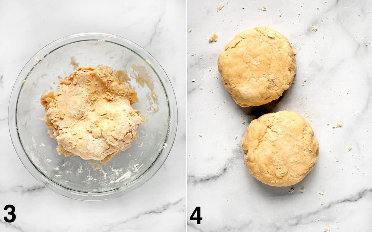Press the dough into a ball. Then divide it into 2 disks.