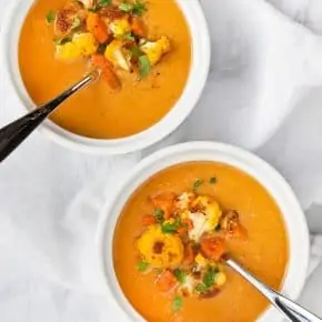 Roasted Sweet Potato Cauliflower Soup
