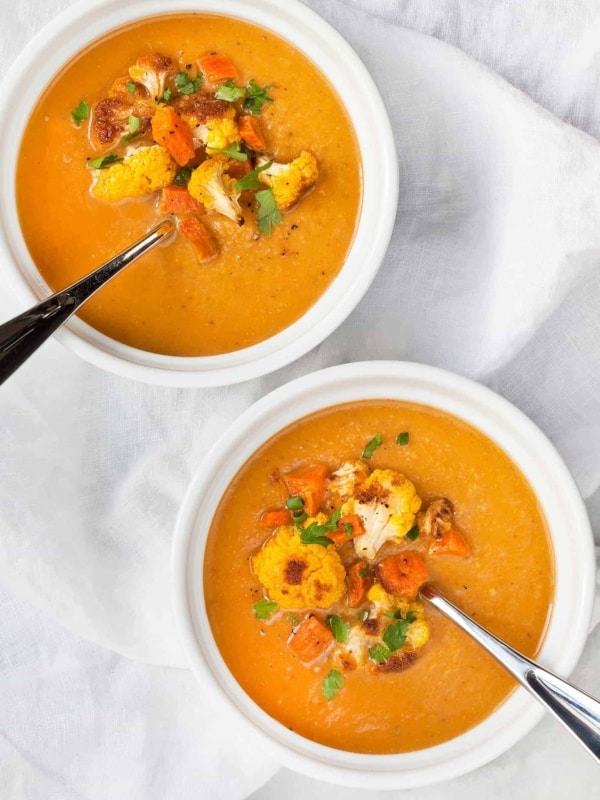 Roasted Sweet Potato Cauliflower Soup