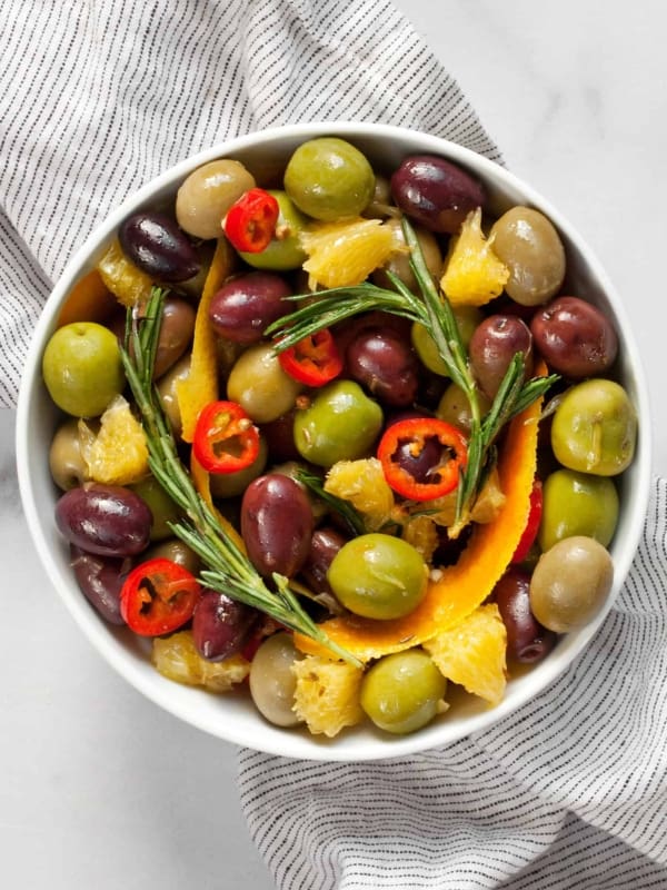 Marinated olives in a bowl