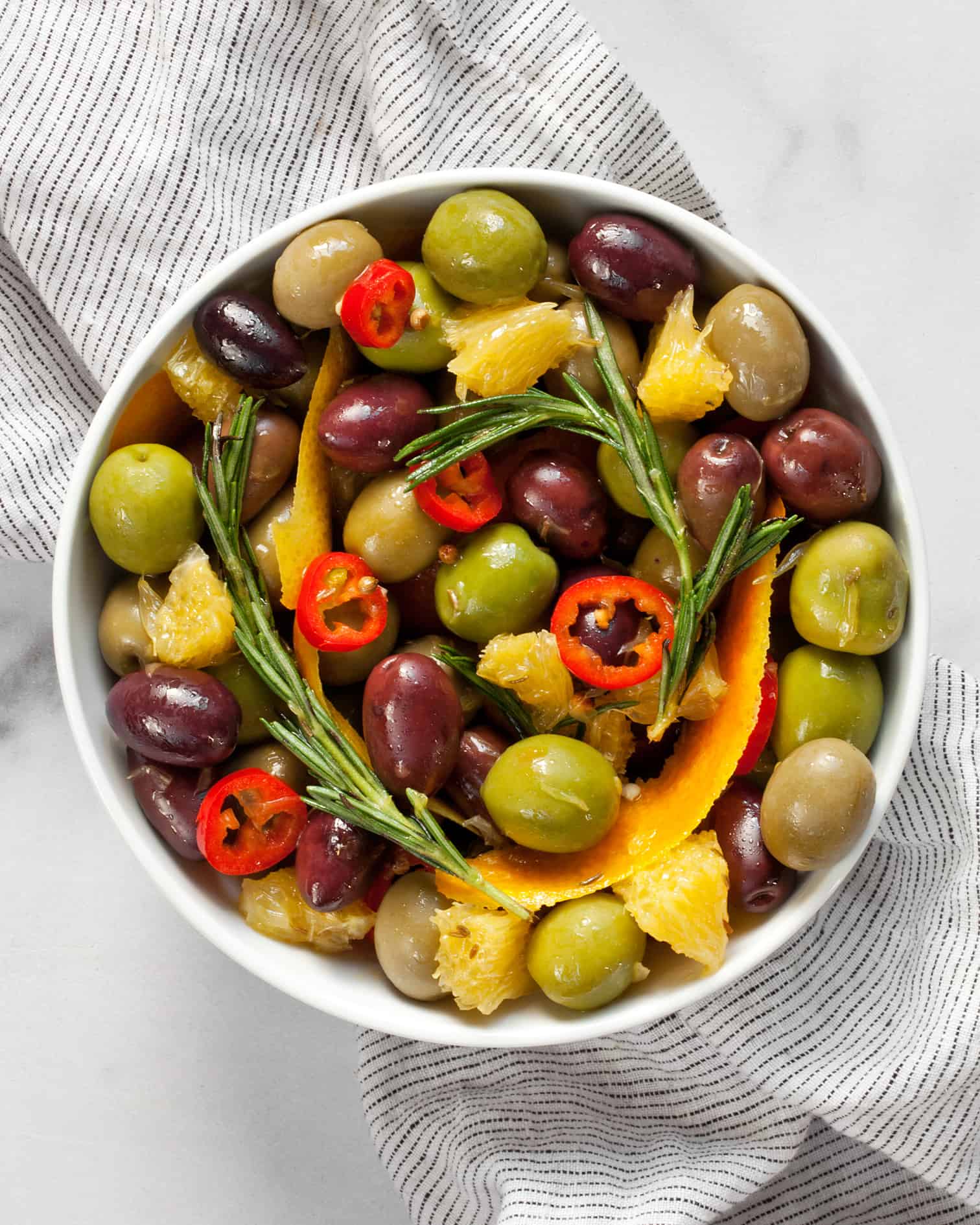 Herb and Garlic Marinated Olives - Easy Appetizer Recipe