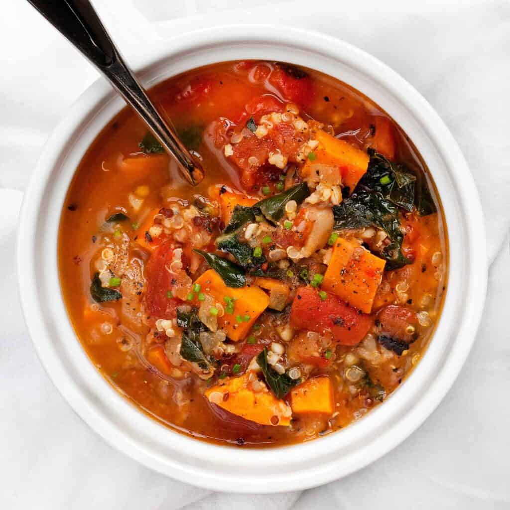 White Bean, Sweet Potato and Kale Soup