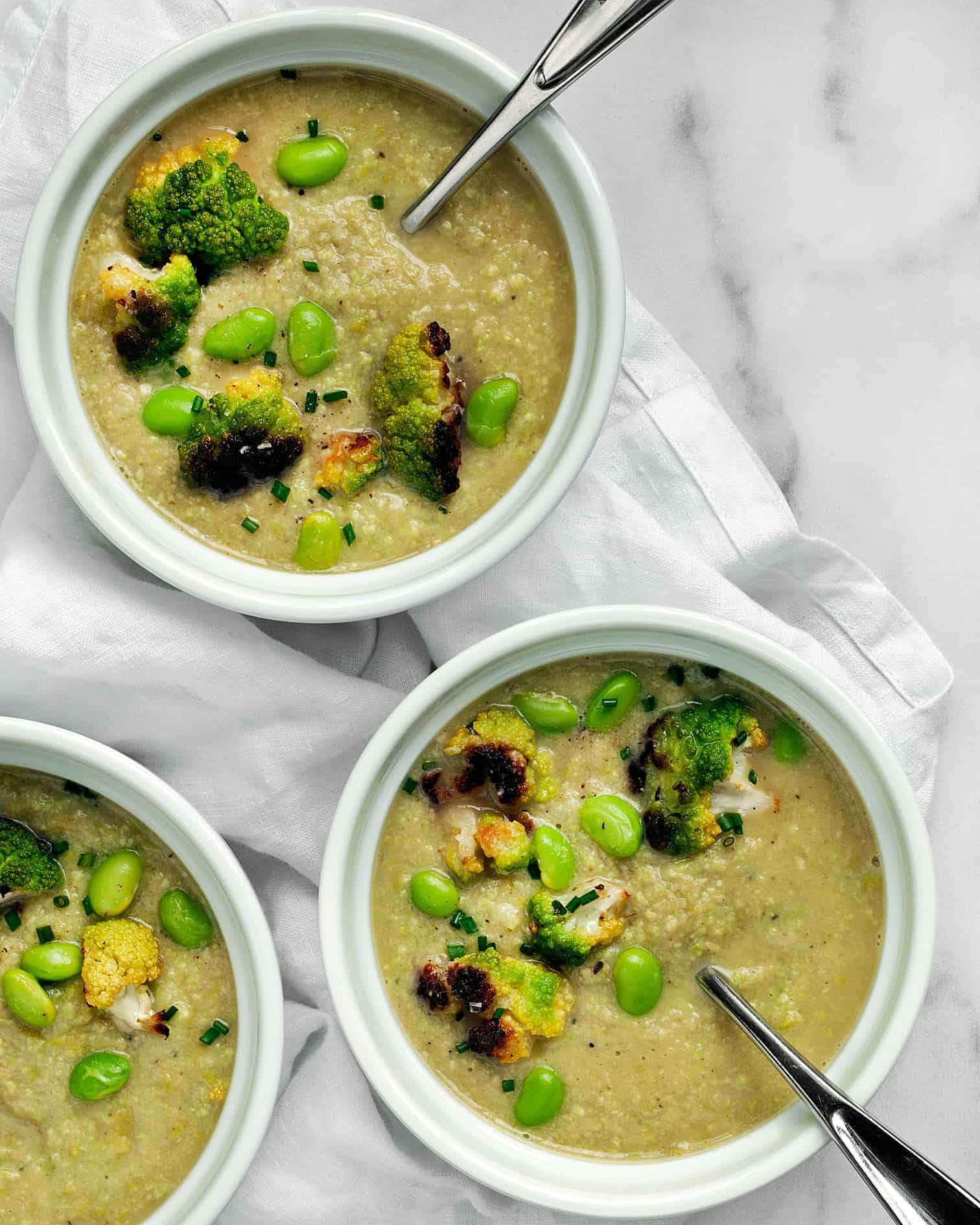 Vegan Edamame Cauliflower Soup Last Ingredient