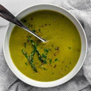Bowl of asparagus soup.