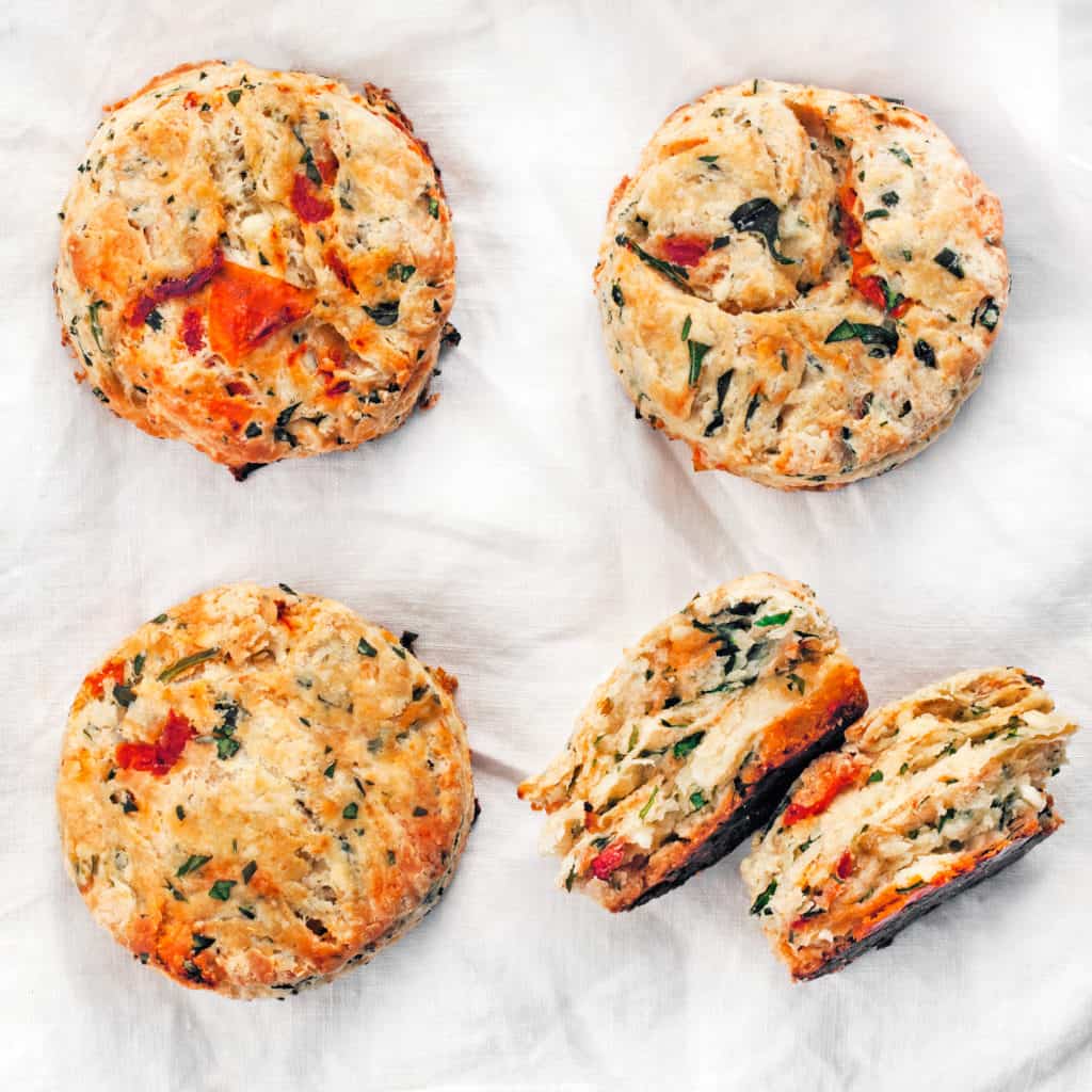 Tomato Arugula Feta Biscuits