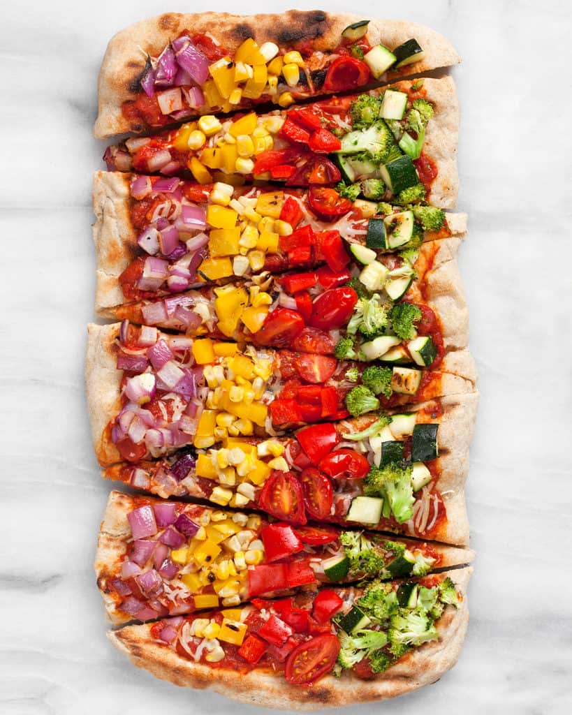 Grilled Rainbow Veggie Pizza