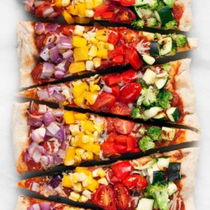 Grilled Rainbow Veggie Pizza