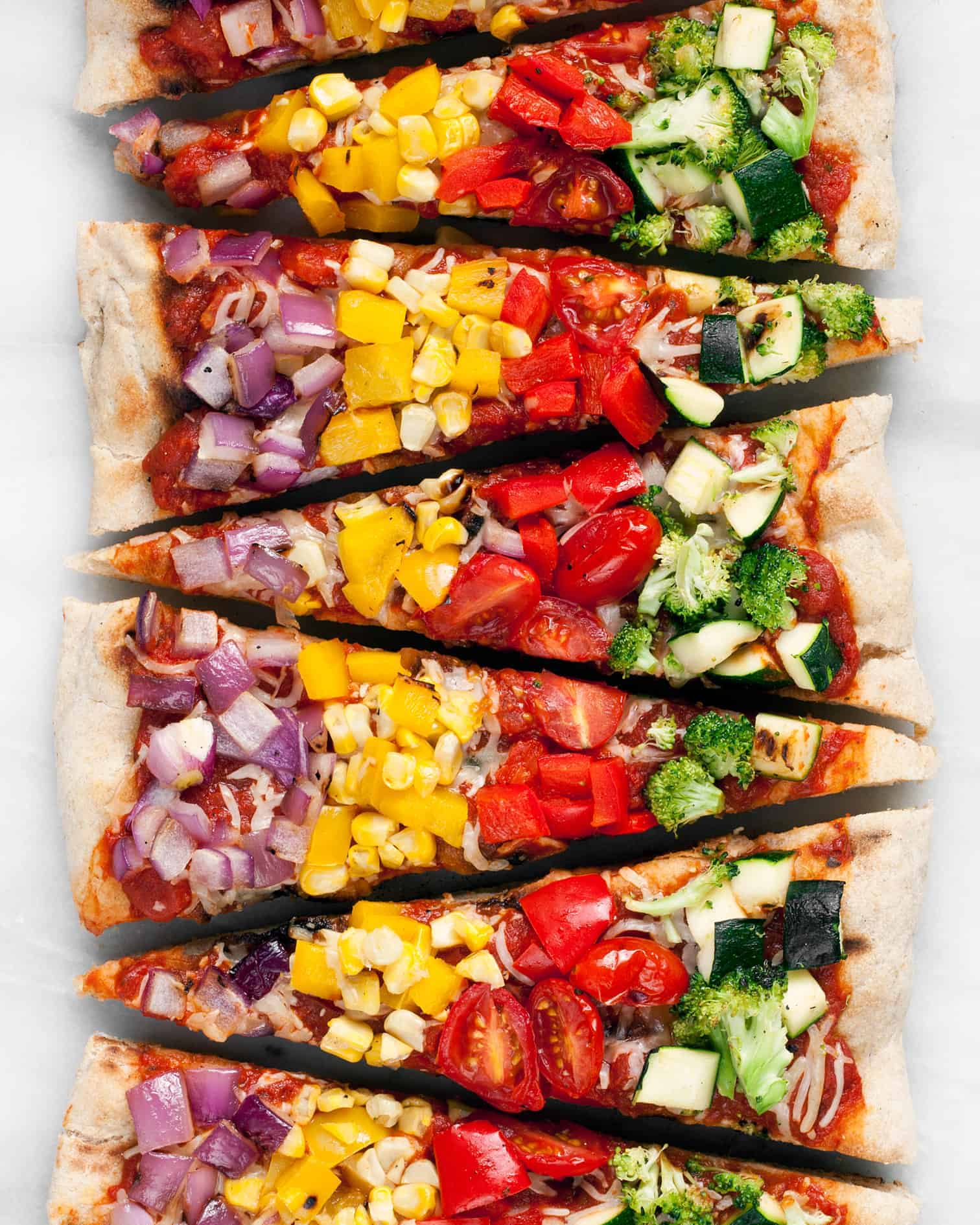 Grilled Rainbow Veggie Pizza