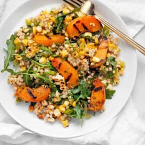 Grilled Apricot and Corn Harissa Couscous