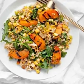 Grilled Apricot and Corn Harissa Couscous