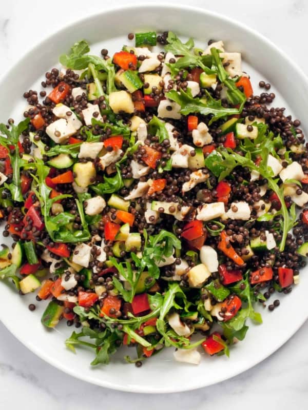 Grilled Halloumi Black Lentil Salad