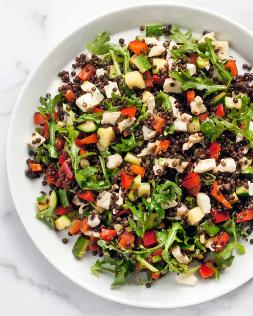 Grilled Halloumi Black Lentil Salad