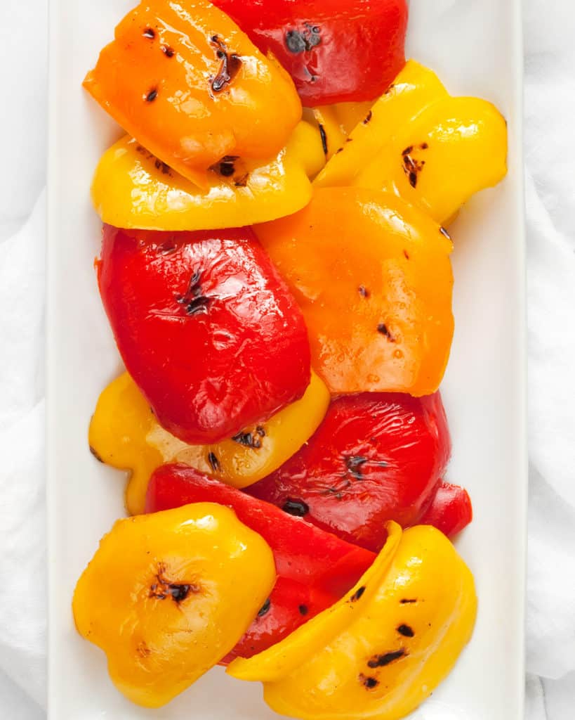 Grilled bell peppers on a plate