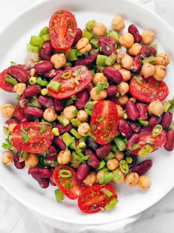 Chickpea Kidney Bean Snap Pea Salad