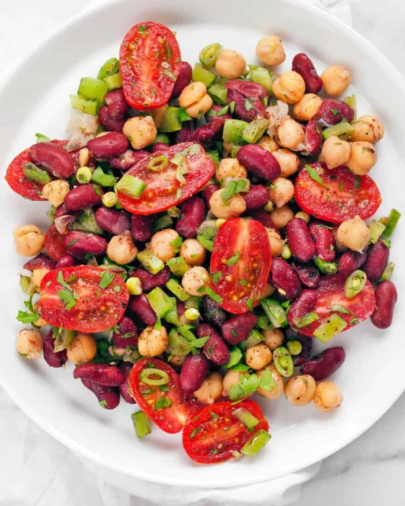 Chickpea Kidney Bean Snap Pea Salad