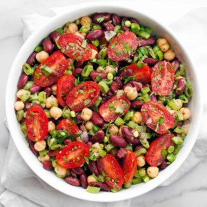 Chickpea Kidney Bean Snap Pea Salad