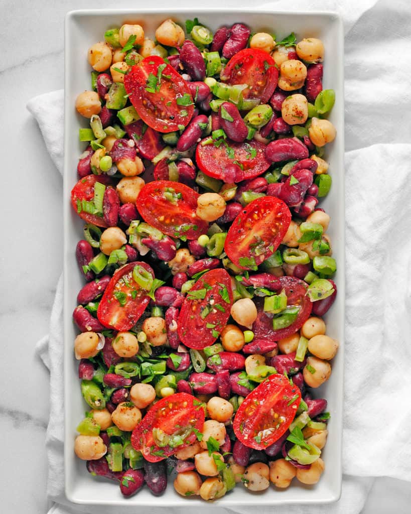 Chickpea Kidney Bean Snap Pea Salad