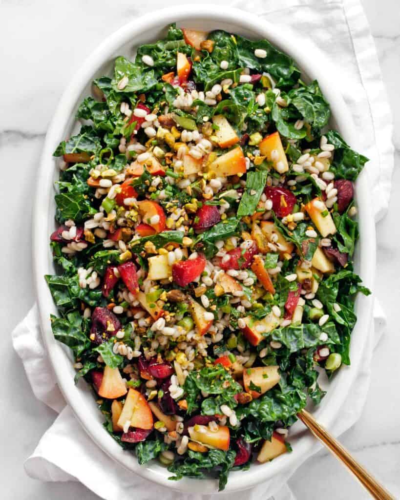 Stone Fruit Kale Barley Salad