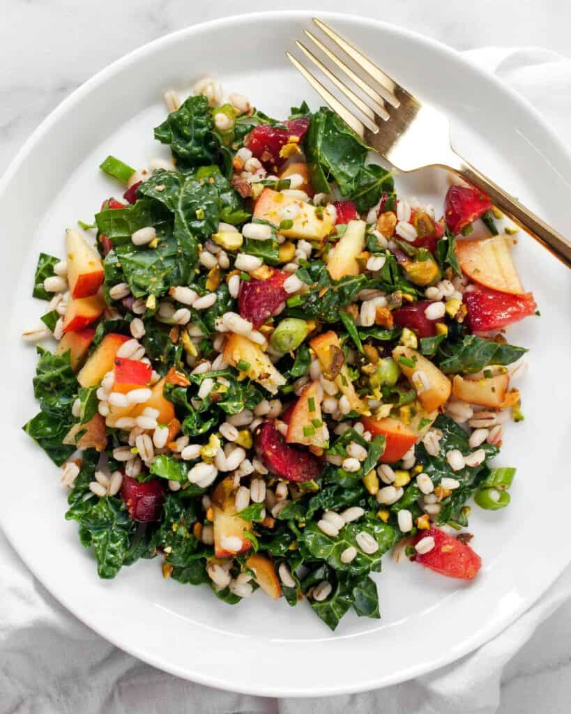 Stone Fruit Kale Barley Salad