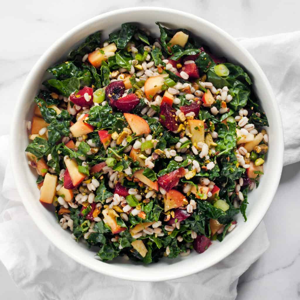 Stone Fruit Kale Barley Salad