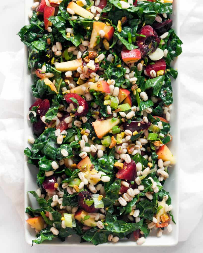 Stone Fruit Kale Barley Salad