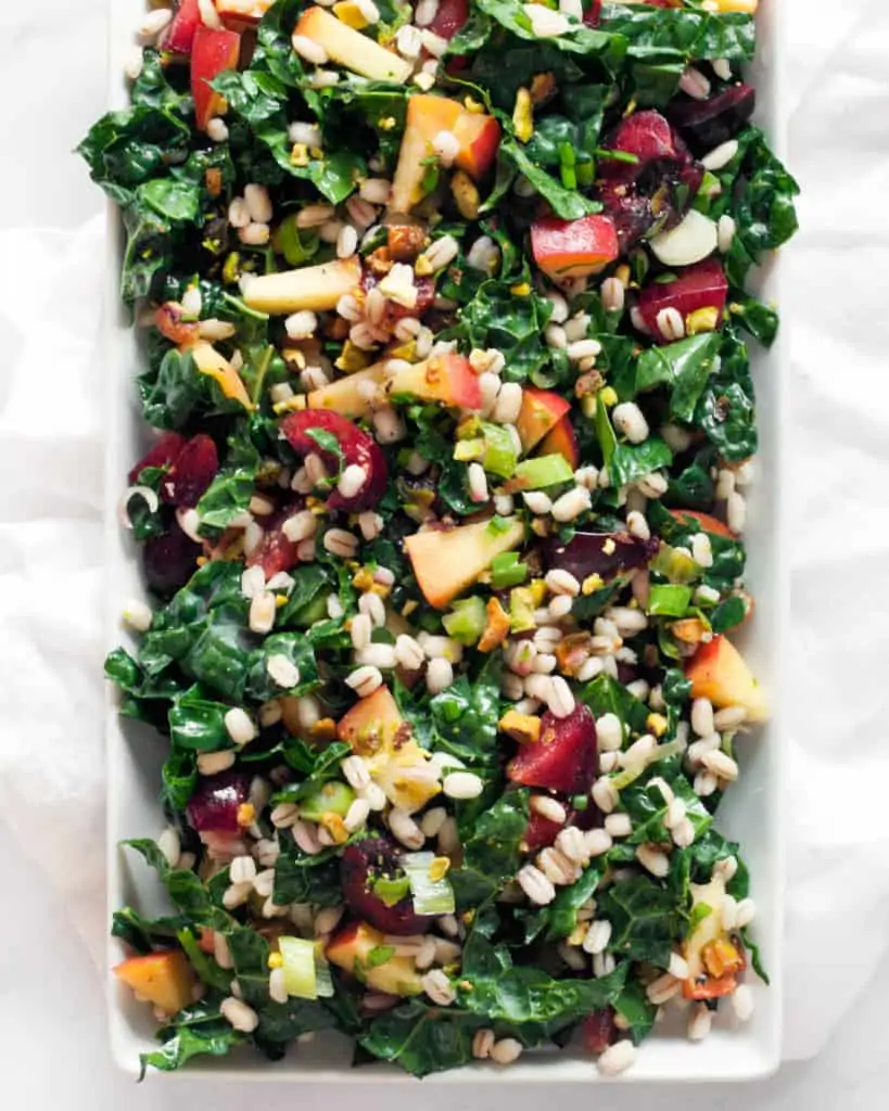 Stone Fruit Kale Barley Salad