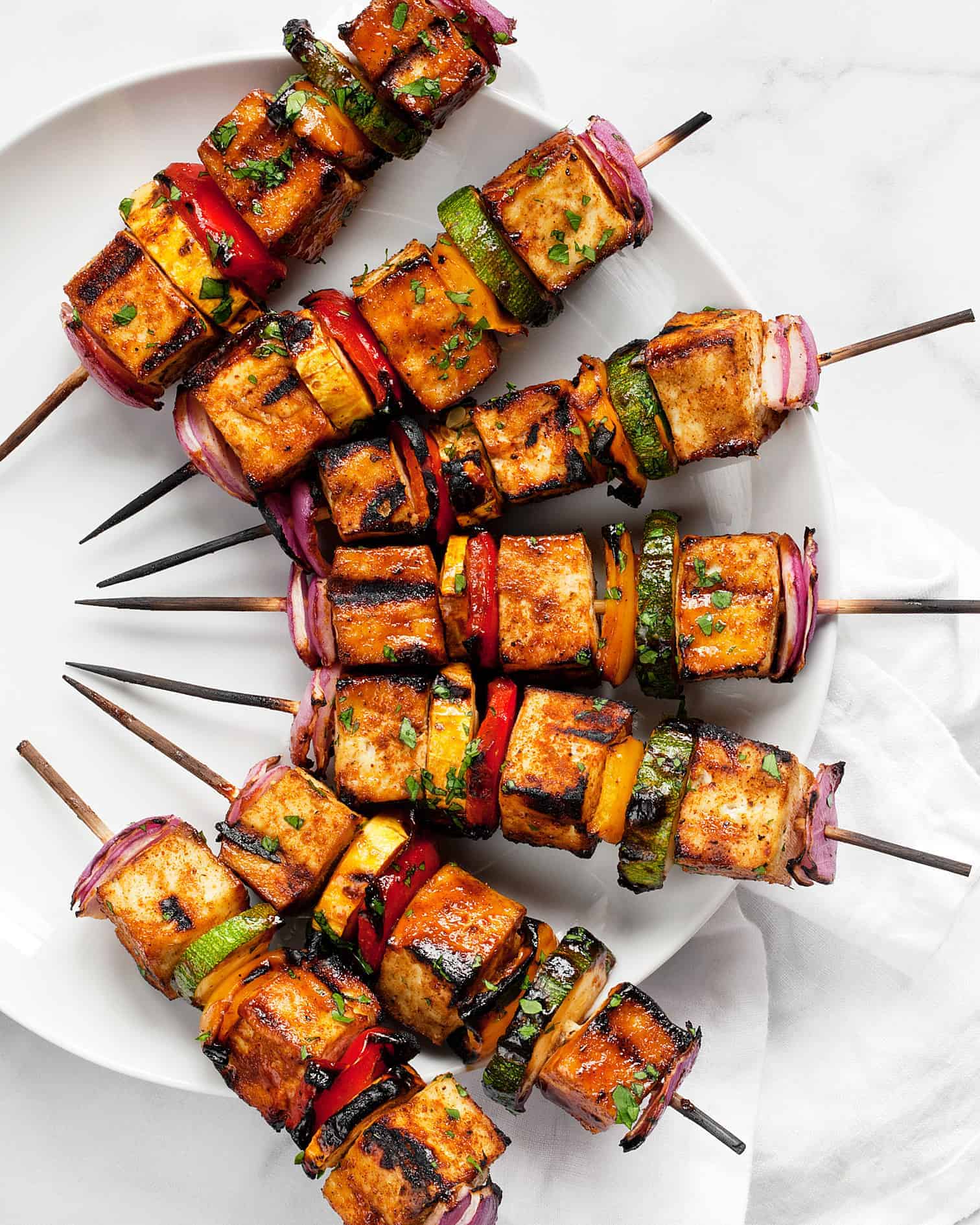 Grilled Barbecue Tofu Veggie Skewers | Last Ingredient