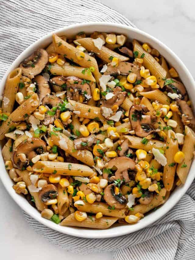 Mushroom Sweet Corn Pasta Last Ingredient